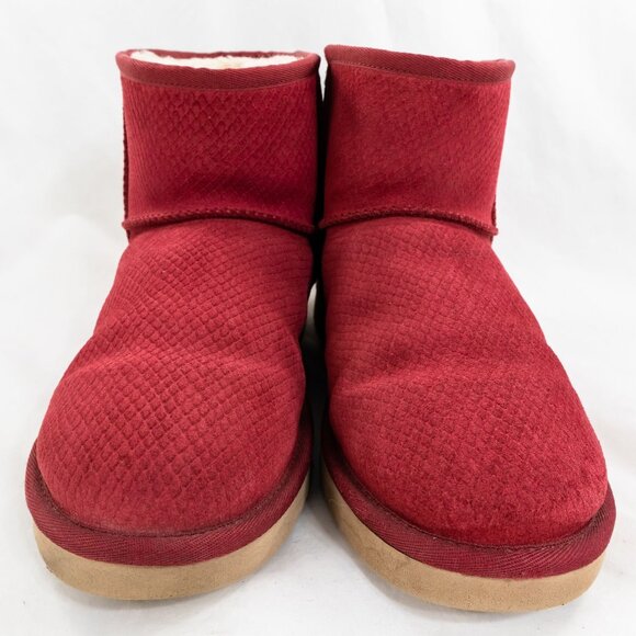 UGG Australia Classic Mini Exotic Scales Sheepskin Boots Women’s 10 Pink Suede - Picture 2 of 10